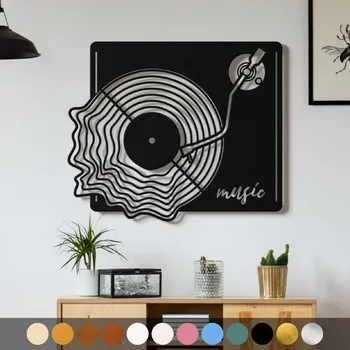 Obraz WoodenPuzzle.cz Dřevěný obraz - Gramofon Barva: Růžová, Velikost: L