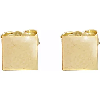 Náušnice JSB bijoux s.r.o. Zlaté ocelové náušnice puzety plochý čtvereček bez krystalů