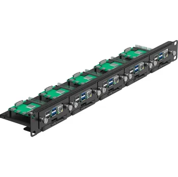 Racková skříň UCTRONICS 19" 1U Rack pro Raspberry Pi s držáky pro montáž SSD disků