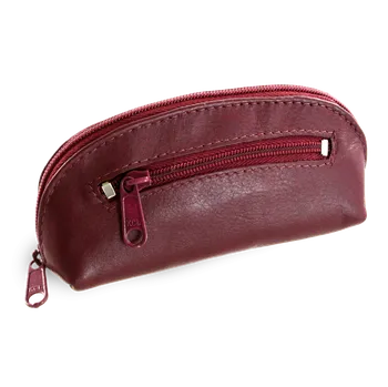 Burgundy kožená dvouzipová klíčenka 619-0367-34