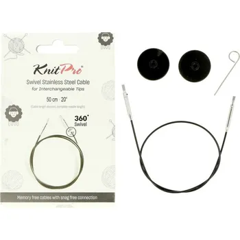 Jehlice KnitPro lanko otočné černé 28cm (celková délka 50cm)
