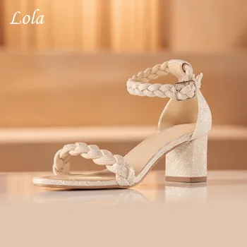 Dámské lodičky Třpytivé sandály se širokým podpatkem LOLA Velikost obuvi: 39