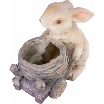 Vánoční dekorace Dekorácia MagicHome Gecco, Zajačik s vozíkom, magnesia, 34x19x39 cm