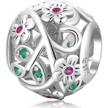 Přívěsek B-TOP Korálek Pink Flowers - Stříbro 925