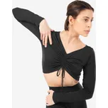 DOMYOS Dámské taneční tričko nastavitelné s dlouhým rukávem 36 ČERNÁ
