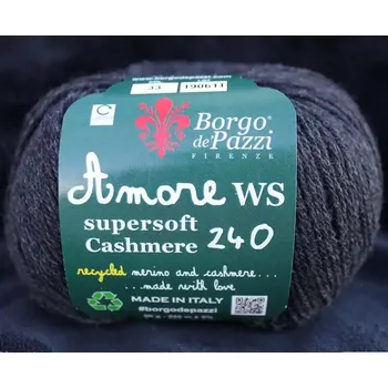 Příze Borgo de Pazzi Amore WS Super soft Cashmere 240 Antracit 33 (Super soft Cashmere 240 Antracit 33)