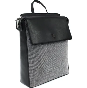 Městský batoh Černobílý městský kožený batoh 311-1660B-60/T