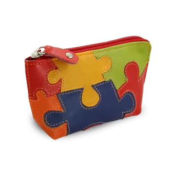 Puzzle kožená zipová klíčenka 619-8555-PUZ