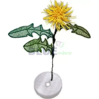 umělá květina Vyšívaná pampeliška s listem na stopce