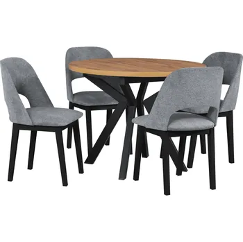 Jídelní set Drewmix Jídelní set IKON 7 / MONTI 2 | dub grandson/černá 1+4