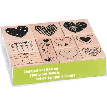 Dětské razítko Heyda Srdce - gumová razítka na dřevě sada (12ks)