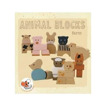 Dřevěná hračka Drewniane klocki konstrukcyjne - Farma