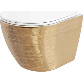 Klozet REA Závěsné WC Carlo Flat Rimless broušené zlato