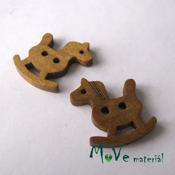 Knoflík Knoflík dřevěný koník 20x24x3,8mm, 2ks