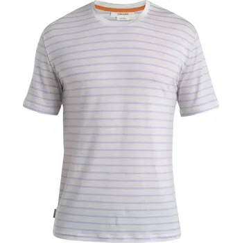 ICEBREAKER Mens Merino Drayden SS Tee Stripe, Ecru Heather/Purple Gaze velikost: M