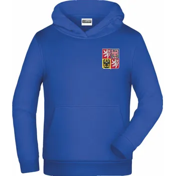 Chlapecká mikina ON-DESIGN Dětská mikina s kapucí s českým znakem Velikost: M, Barva: královská modrá