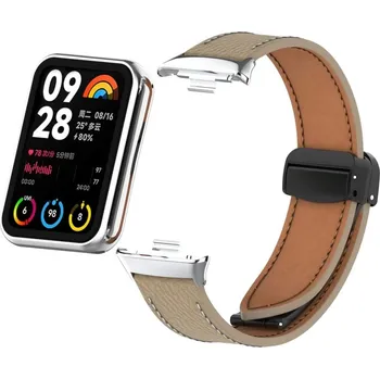 Ostatní příslušenství k chytrým hodinkám eses Kožený řemínek s magnetickou sponou pro Xiaomi Redmi Watch 4, 5, 6 a Smart Band 8 Pro a 9 Pro - Světle hnědý
