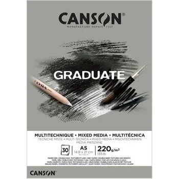 Blok CANSON Graduate Mixed Media A5, 30 listů Grey 220g