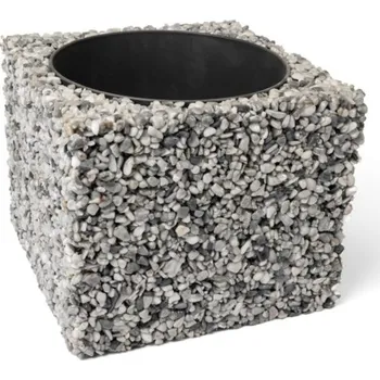 Květináč Báča Beton Okrasný oblázkový květináč - hranatý Rozměry: 12 x 12 x 10 cm