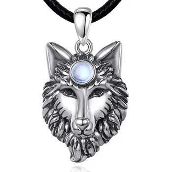 Náhrdelník For Silver Náhrdelník Vlčí hlava s měsíčním kamenem - Stříbro 925