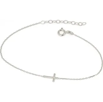 Náramek Dámský zlatý náramek s křížkem bílé zlato ZLNA942BF 17-18 cm + Dárek zdarma