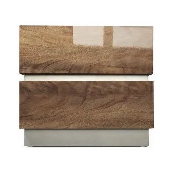 Noční stolek Moderní noční stolek Rusty Walnut 49cm se dvěma zásuvkami, vysoký lesk