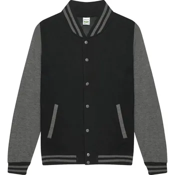 Pánská casual bunda Pánská kontrastní bunda Varsity Just Hoods Barva: černá - šedá uhlová melír, Velikost: XS JH043