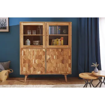 Organizace kuchyně Masivní vitrína s příborníkem Mystic 140cm akácie