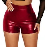 Latexové šortky s vysokým pasem Barva: Červená, Velikost: XL