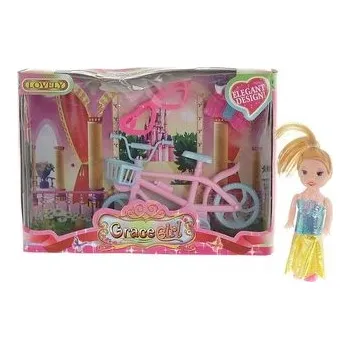 Panenka Lalka mini 9cm z rowerkiem