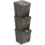 Set košů na tříděný odpad II, 3 x 25 l, šedá