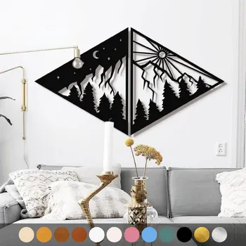 Obraz WoodenPuzzle.cz Dřevěný obraz - Den a noc Barva: Modrá, Velikost: M