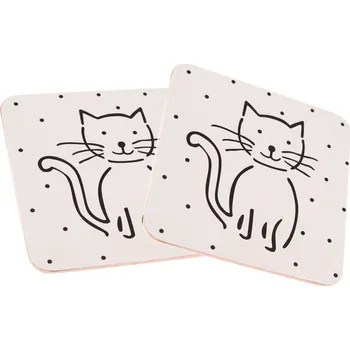 Sada nádobí Podtácek s kočkami a puntíky - korková sada 6 ks