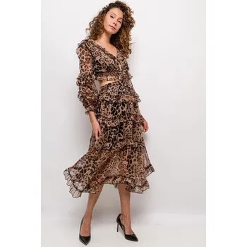Volánkové šaty 61003-2 leopardí vzor Dámské šaty Volánkové šaty 61003-2 leopardí vzor