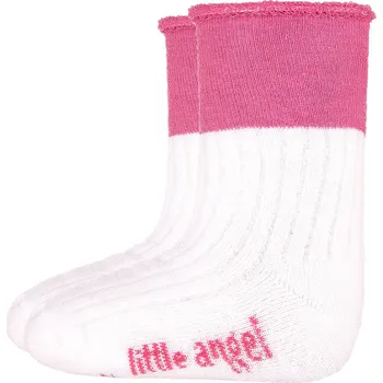 Little Angel ponožky froté Outlast® - bílá/růžová Velikost: 10-14 | 7-9 cm