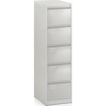 Kartotéka Kovová kartotéka A4 - 5 zásuvek, 45,5 x 62 x 162,5 cm, cylindrický zámek, světle šedá - ral 7035