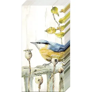 Kapesníčky Sýkorka na plotě (Kapesníky s ptáčkem, ptáček)