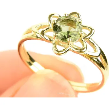 Prsten Prsten s vltavínem květ 6mm standard brus zlato Au 585/1000 14K (vel.58) 2,93g