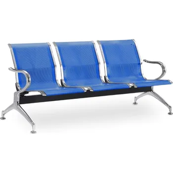 Kovová lavice do čekárny REST, 3-sedák, modrá