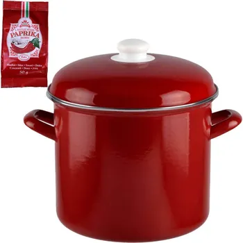 Hrnec Smaltovaný hrnec s poklicí, objem 10,4 L červený + sladká paprika GURMÁN 50 g