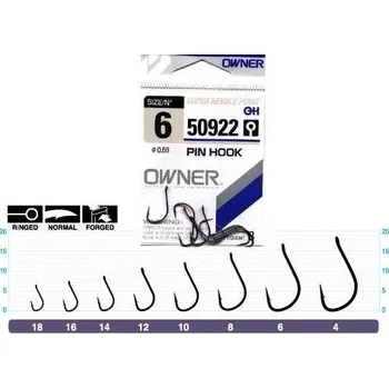 Rybářský háček Háček OWNER PIN HOOK 50922 Vel. 18 - bal. 13ks.
