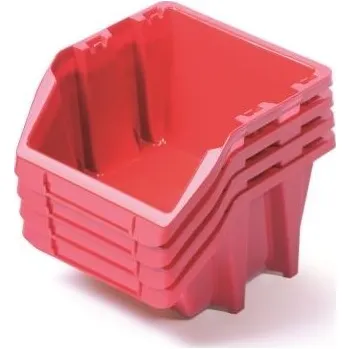Sada 4 úložných boxů po 27,2 × 23,8 × 16 cm, červená