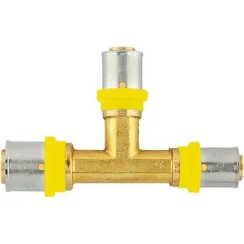 rozdělovač topení Herz PIPEFIX GAS T-kus (26x3)x(20x2)x(26x3)mm, redukovaný, lisovací, plyn, mosaz