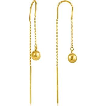 Náušnice GEMMAX Zlaté náušnice s řetízkem Kuličky – zlatý šperk ryzosti 585/1000 v Dárkovém balení s Certifikátem GLEYN-29311