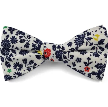 Motýlek Bílo modrý motýlek s květinovým vzorem - Tailor Toki