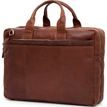 Světle hnědá kožená taška na notebook Montreal XL - Lucleon