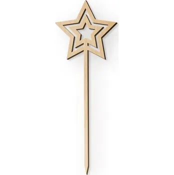 Vánoce Dřevia Dřevěná zapichovací ozdoba - Hvězda ornament, 14x5 cm