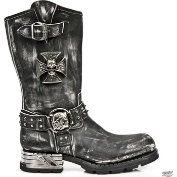 Pánská zimní obuv boty kožené dámské - VINTAGE RASPADO MOTOROCK T.ACERO - NEW ROCK - M.MR030-S2