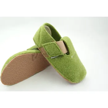 Chlapecké bačkory PEGRES barefoot filcové pantofle BF02 zelená - vel. 20
