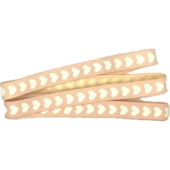 Stuha Stuha látková MINI HEARTS růžová 10mm x 2m (5,-Kč/m) (Stuha látková, jednostranný potisk bílá srdíčka)